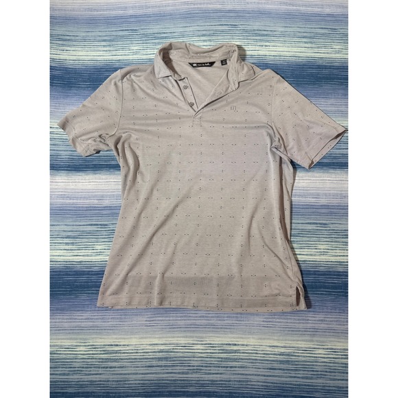 TravisMathew Other - TravisMathew Mens Gray Geometric Dot Performance Golf Polo Shirt Size Medium
